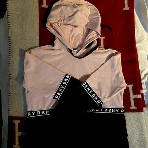 EUC DKNY Sport Hoodie black and rose pink